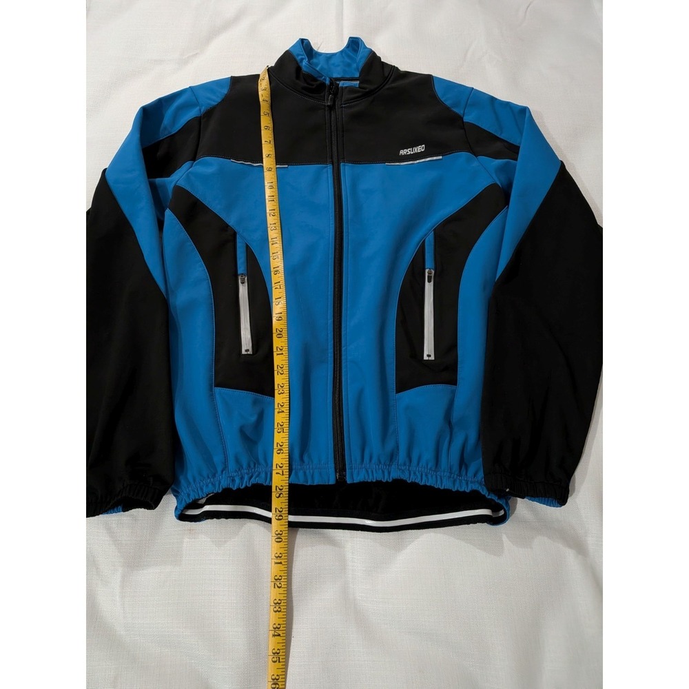 ARSUXEO Cycling Jacket Soft Shell Fleece Windproof Waterproof Reflective XL Blue - Picture 3 of 7